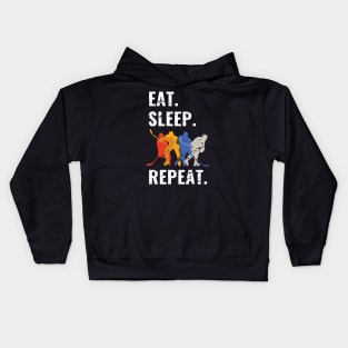 Eat Sleep Hockey Repeat - Funny Gift - Distress Design Kids Hoodie